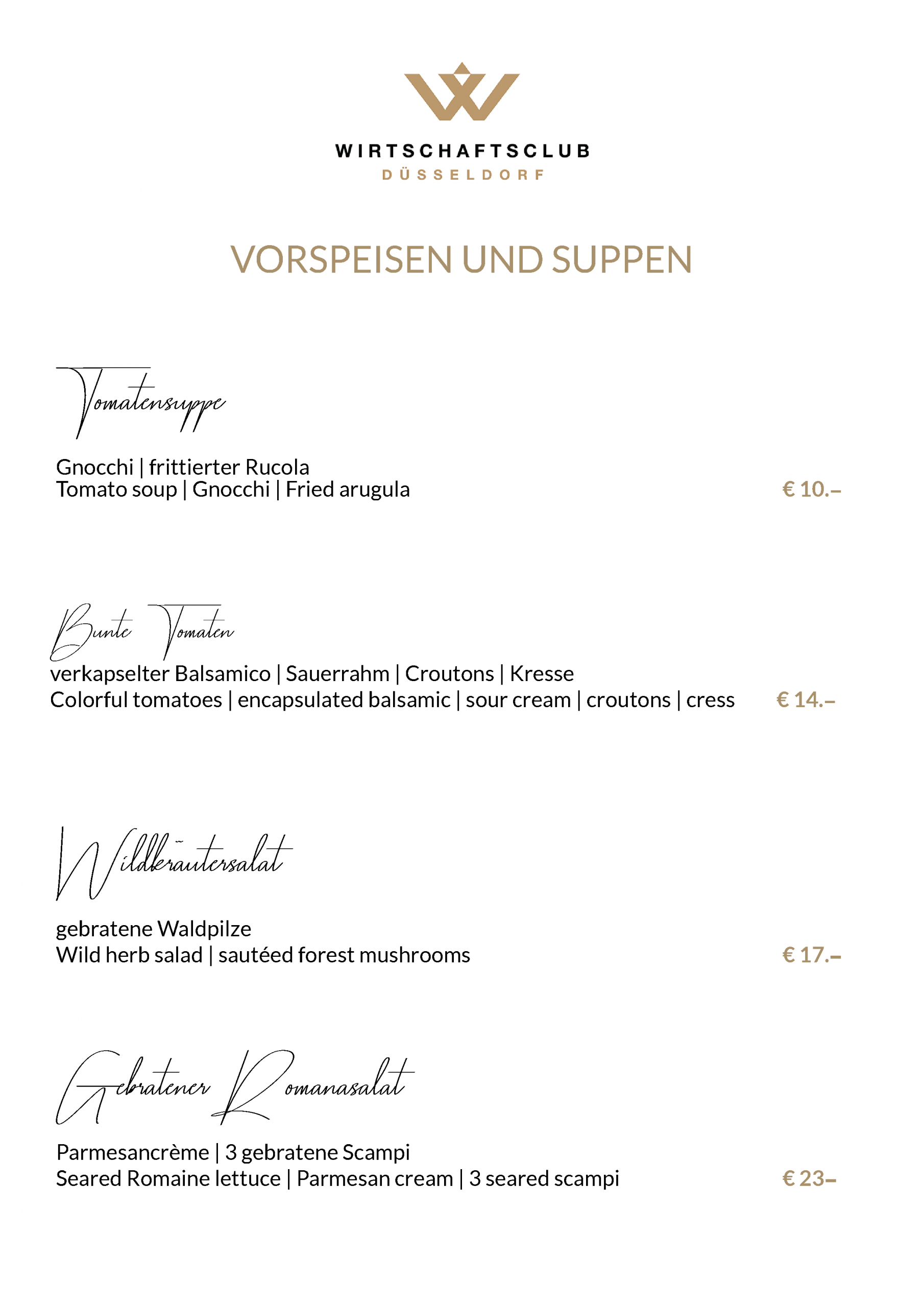 Speisekarte Juni 2026 Vorspeisen